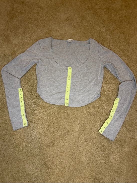 For Love And Lemons Tops - For Love & Lemons Gray Neon Snap Button Crop Top S